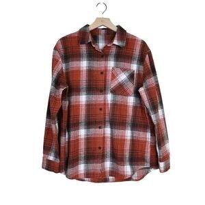 Amazon Womens L Plaid Long Sleeve Button Down Shirt